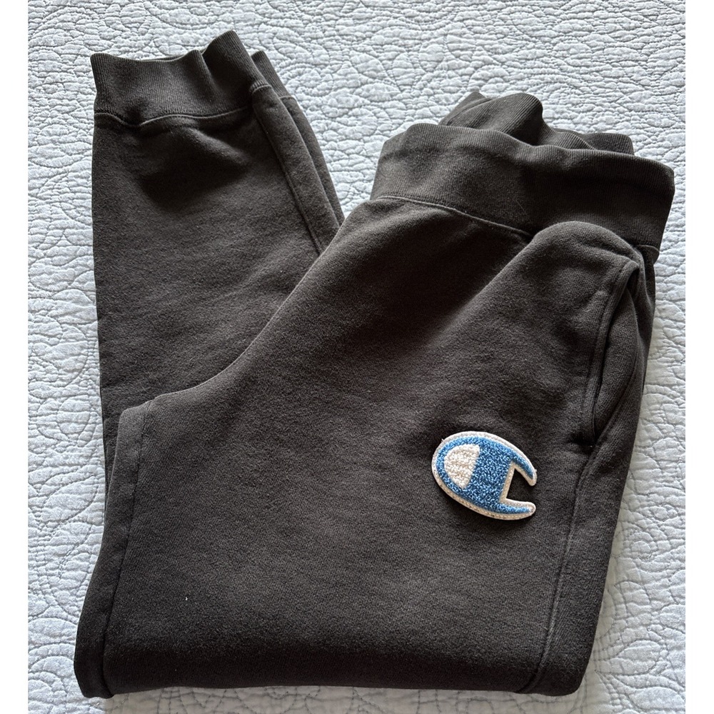 Champion‎ Reverse Weave Youth Large Sweatpants Big C Logo Black Joggers